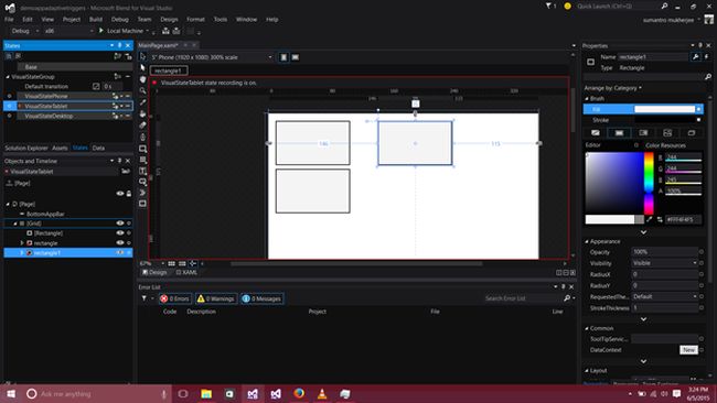 Creating three Visual States
